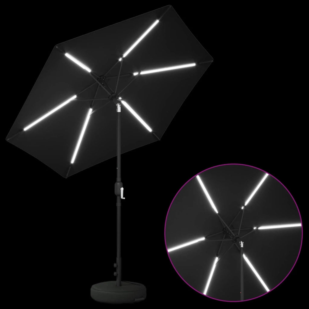 Ombrellone da giardino-Parasol da giardino con luci LED e base 230 x 230 cm Poliestere 937300