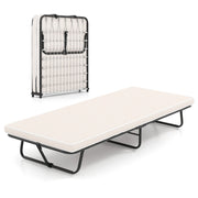 Letto pieghevole rete metallica robusta e molle resistenti, Lettino portatile per ospiti con schiuma di memoria Beige-Arredo letto