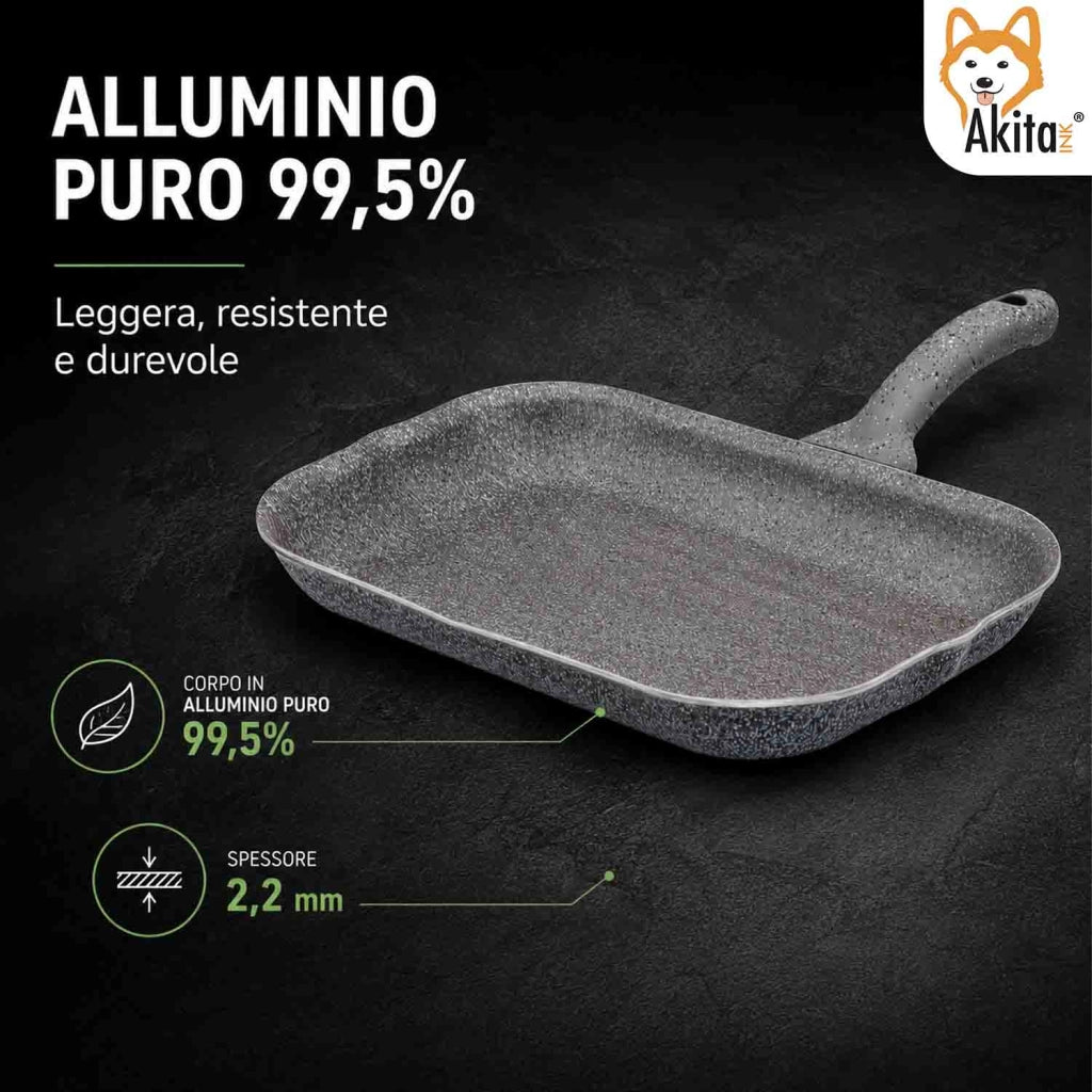 Akitaink Bistecchiera Pietra 24x34 Antiaderente