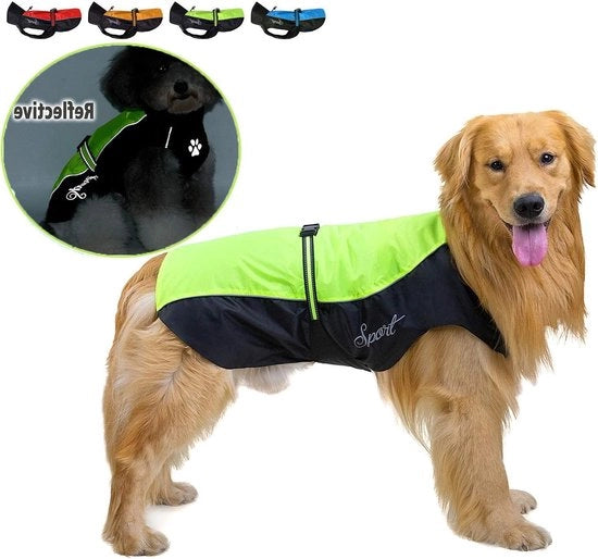 Impermeabile Cappotto Riflettente Regolabile Respirante per Cani di Taglia Media Grande