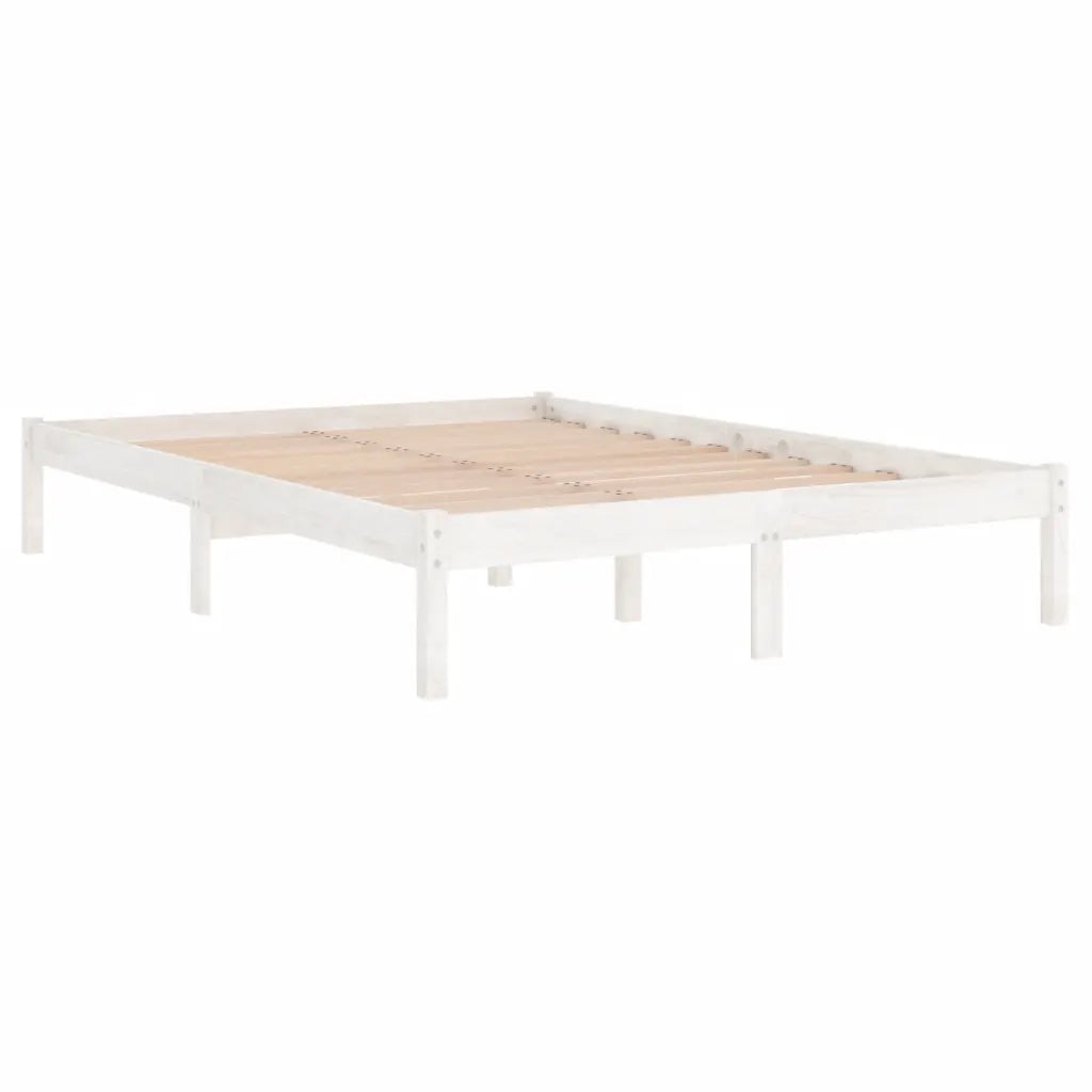 Giroletto-Struttura Letto Bianco in Legno Massello 150x200 cm King Size 499320