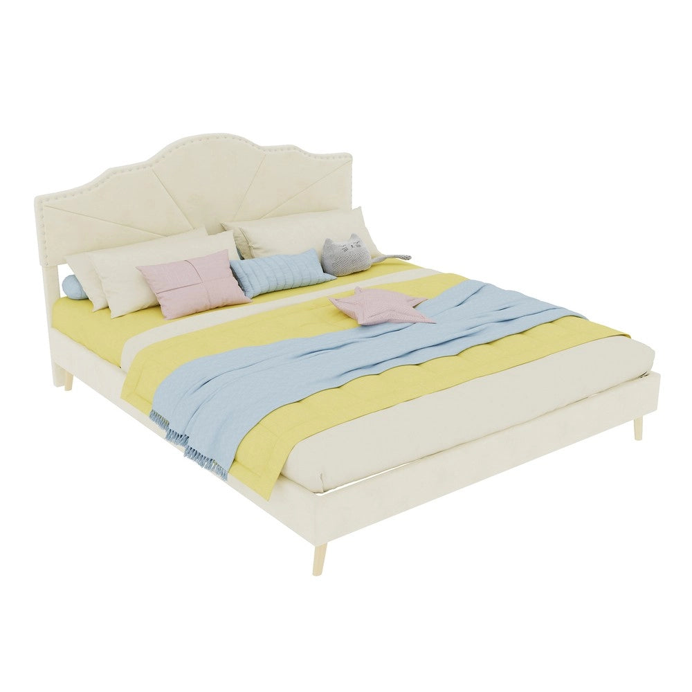 Letto Contenitore Imbottito con Materasso ¨C MINIMAL ¨C Velluto Beige 160x200