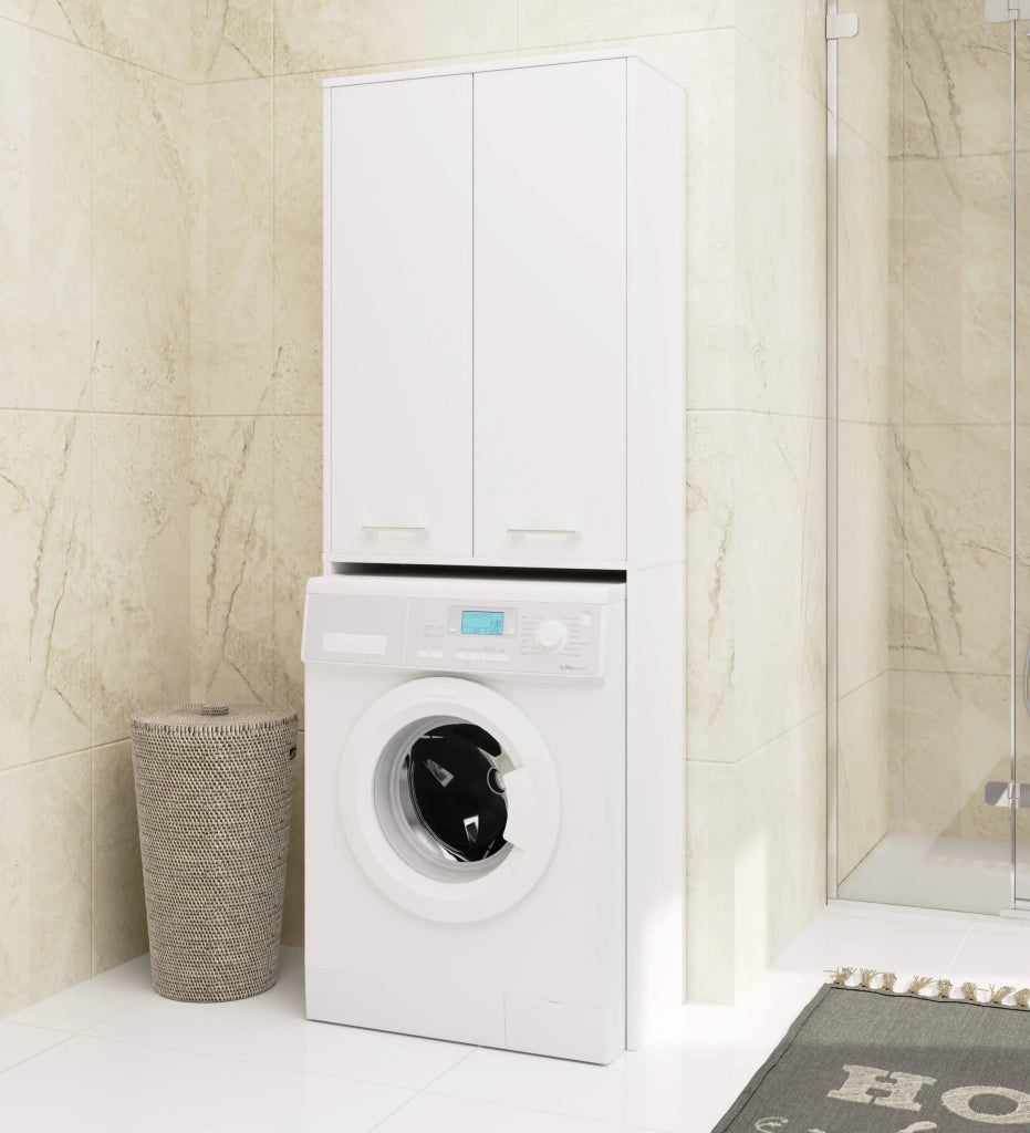 Colonna da bagno AKORD FIN per incasso di una lavatrice Bianca 64 cm 2 ante 64x30x180 cm
