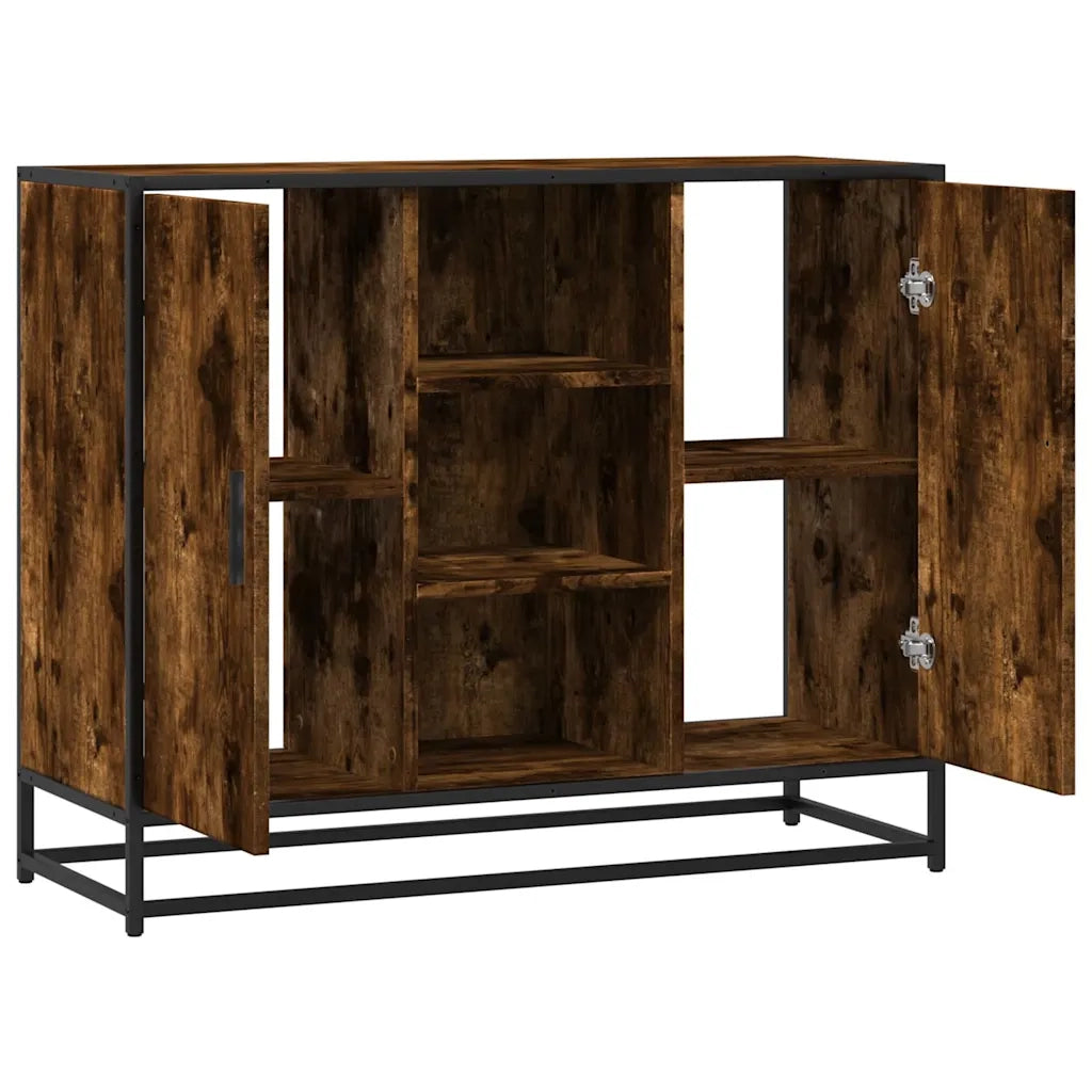 Credenza Rovere Fumo 92x35x76 cm in Legno Multistrato 849016