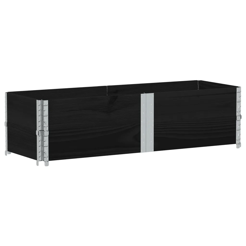 Fioriera | Cassetta per fiori | Vaso da Giardino Nera 150x50 cm in Legno Massello di Pino