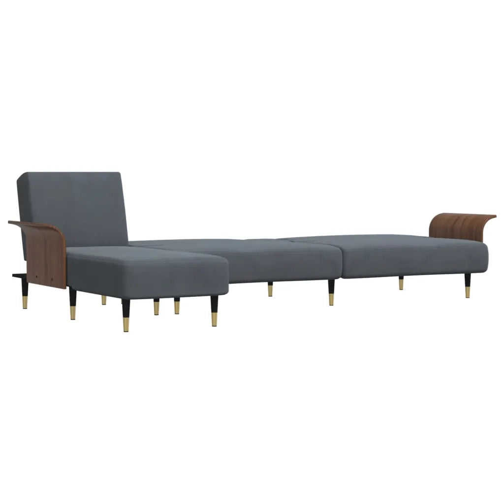 Divano Letto a L Grigio Scuro 279x140x70 cm in Velluto 3157216