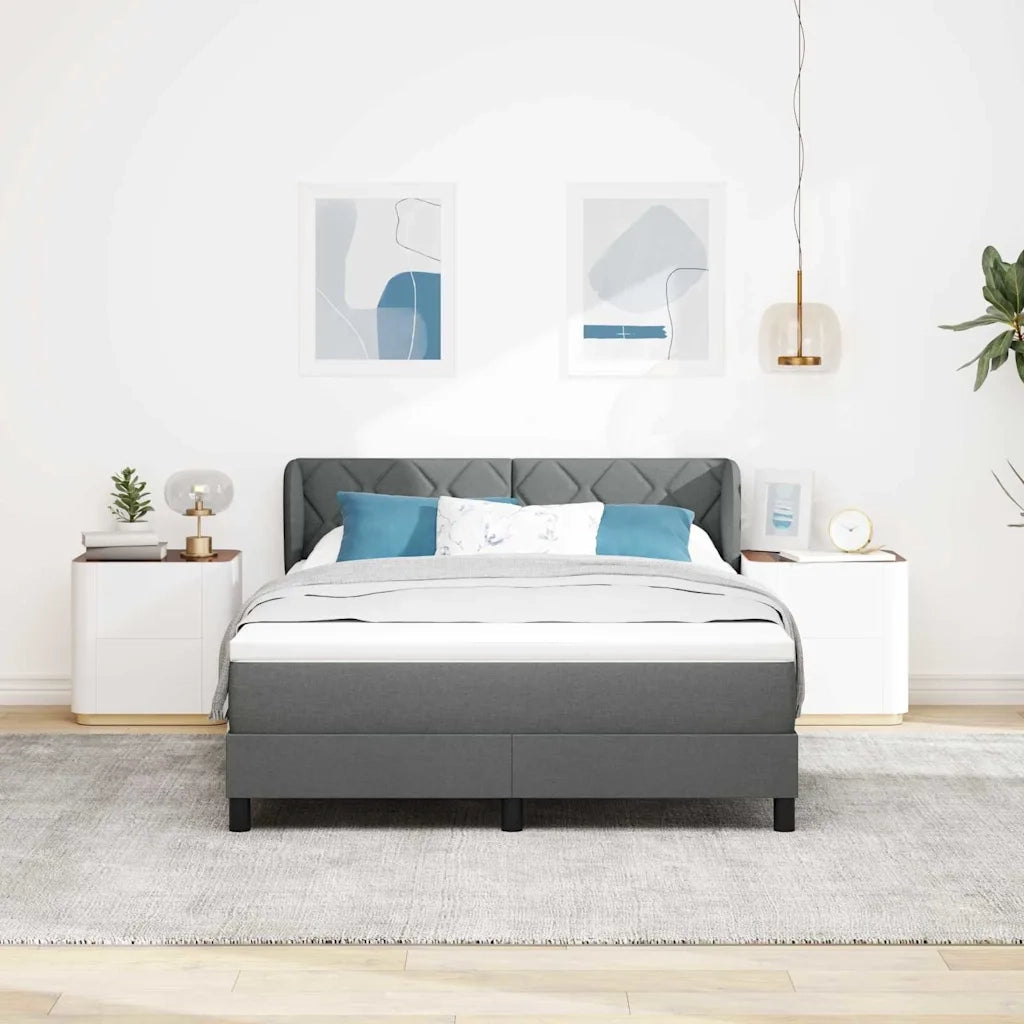 Letto a molle con materasso Grigio scuro 140 x 200 cm Tessuto 3340088
