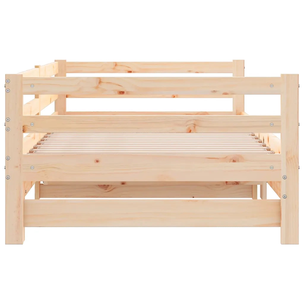 Divano Letto Estraibile in Legno Massello di Pino 2x(90x200) cm