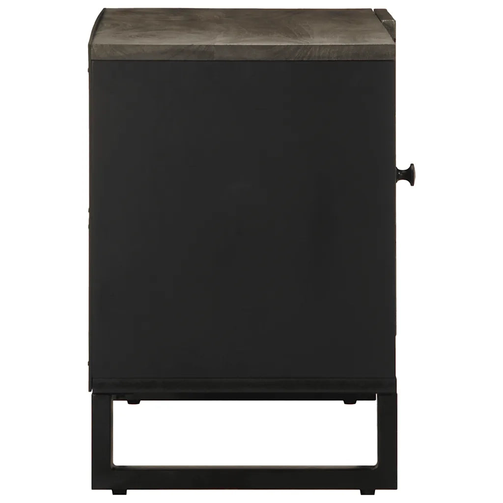 Mobile Porta TV Nero 80x33x46 cm in Legno Massello di Mango