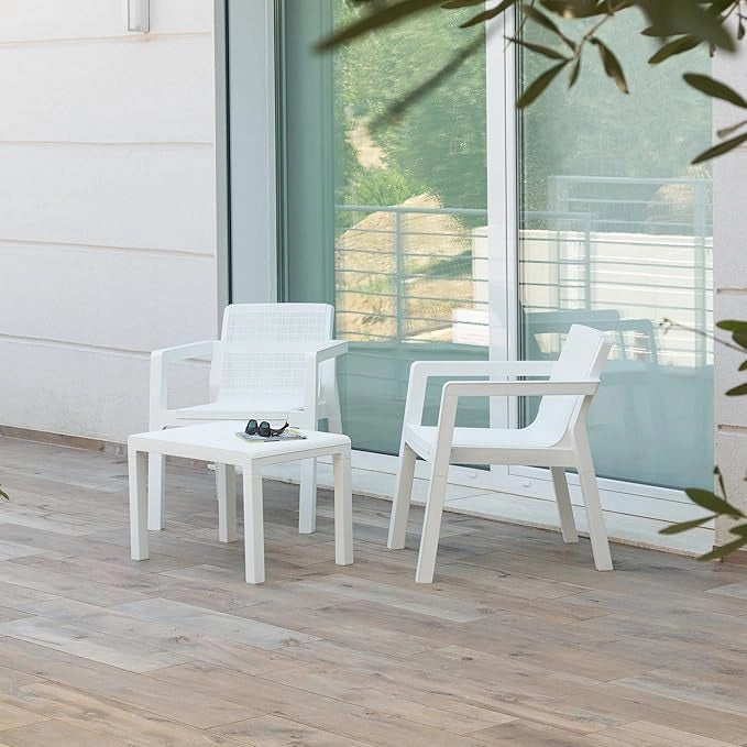 Set 3 Pezzi Salotto Salottino da Giardino Bianco Riviera Toomax