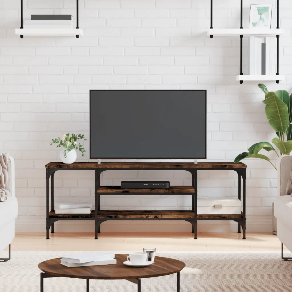 Mobile TV-Credenza per TV-Console TV Rovere Fumo 121x35x45 cm in Legno Multistrato e Ferro