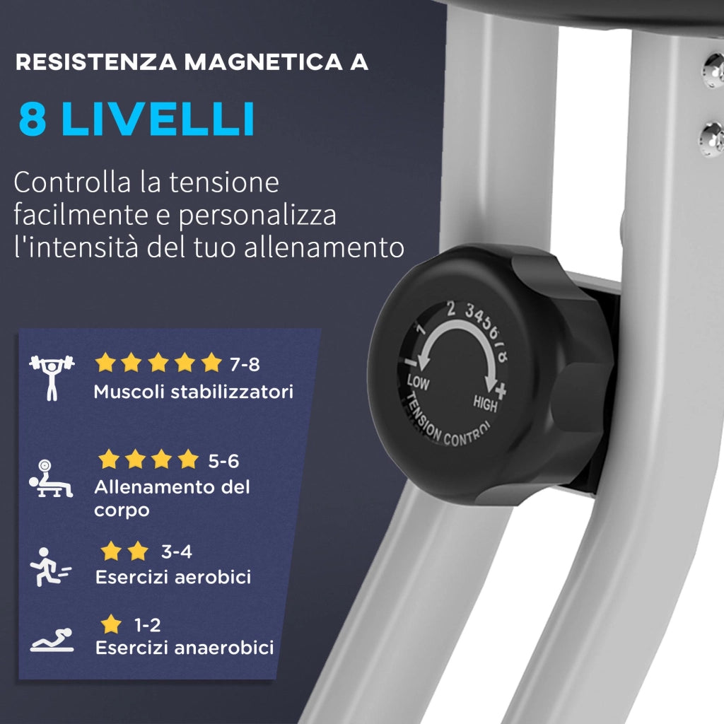 Cyclette Magnetica Pieghevole 43x97x109 cm con Display LCD Nera