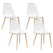 Set di 4 sedie da pranzo Seduta sintetica trasparente Gambe in metallo Seduta moderna semplice e minimalista