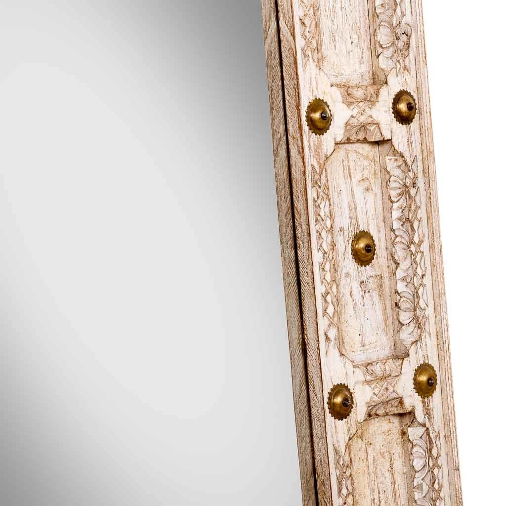 Specchio in legno marrone fatto a mano, 80x4x107h cm