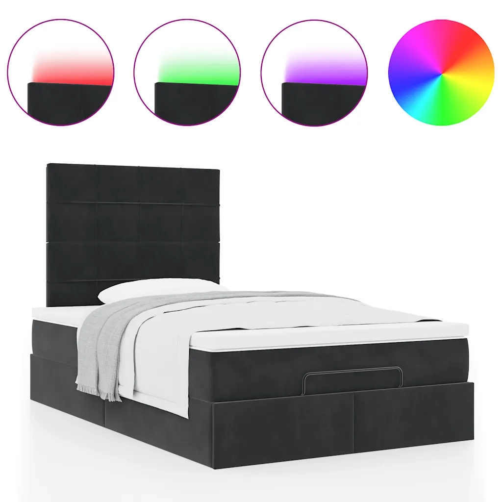 Struttura Letto Pouf con Materassi Nero 120x190 cm Velluto 3314308