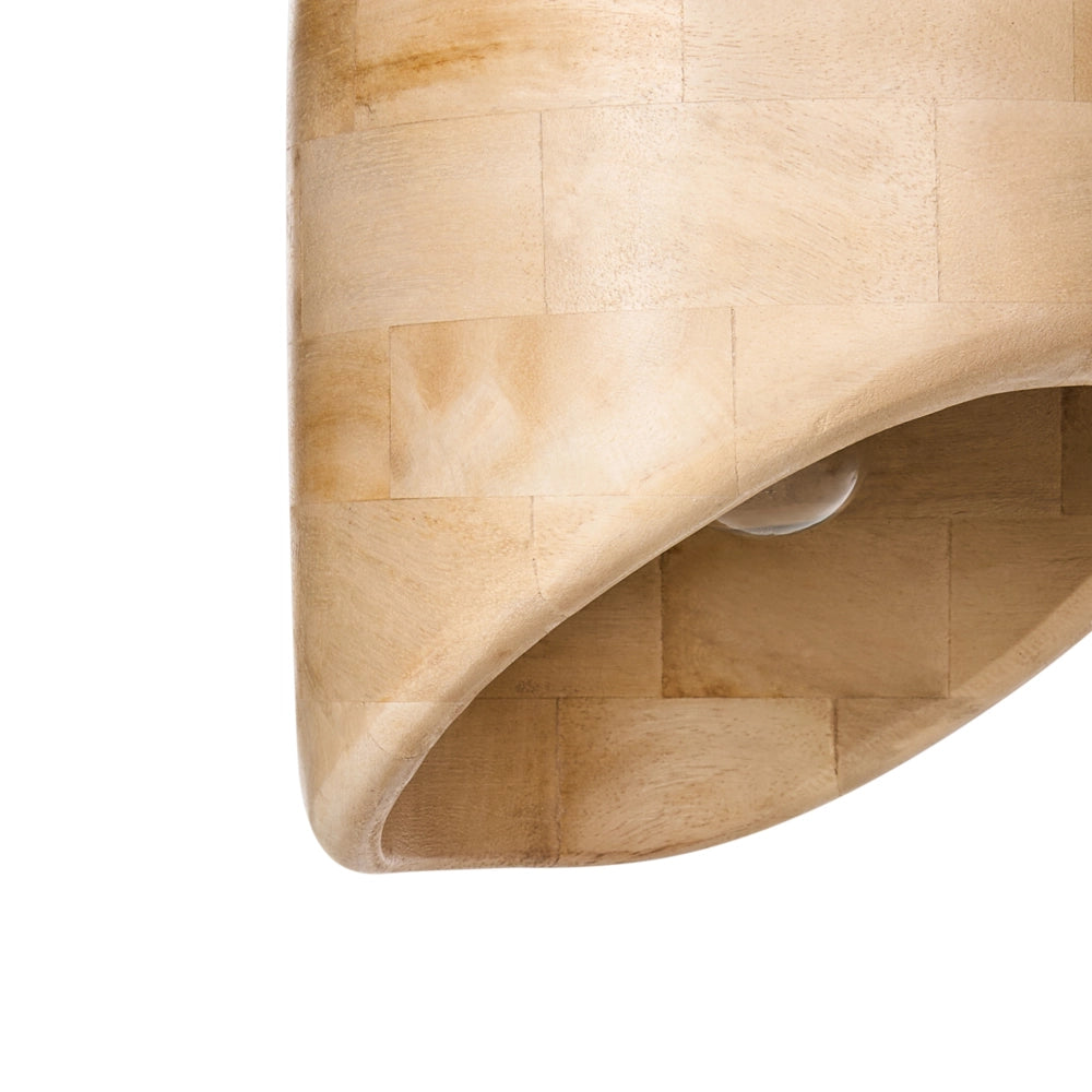 Lampadario di forma rotonda in legno di mango chiaro paralume regolabile appeso lampada da soffitto