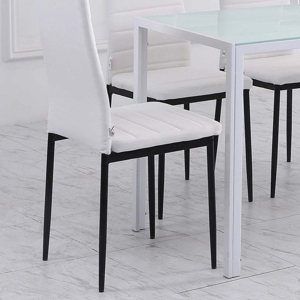 Set 4 Sedie da Pranzo Imbottite ¨C Zephmum ¨C Bianco Metallo 41x50x97 cm