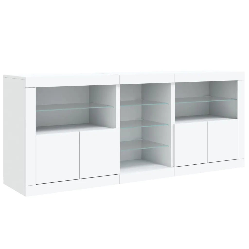 Credenza | Madia | Buffet da pranzo | Armadio da pranzo con Luci LED Bianca 162x37x67 cm