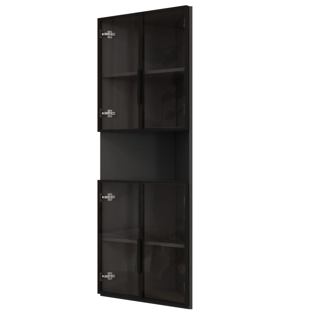 Vetrina angolare triangolare nera 62x32x160 cm con LED