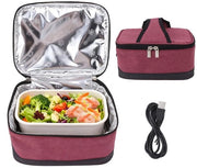 Portatile riscaldatore alimentare - Riscaldamento USB - Pratica borsa da picnic - Bordeaux - Forno elettrico - Ideale per ufficio e viaggio