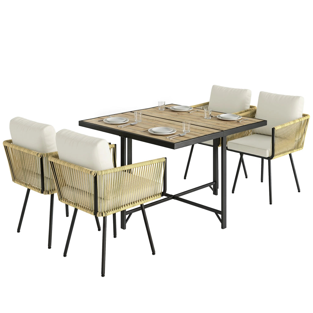 Set Giardino 5 Pezzi Tavolo Legno Plastica ¨C zephmum ¨C Grigio