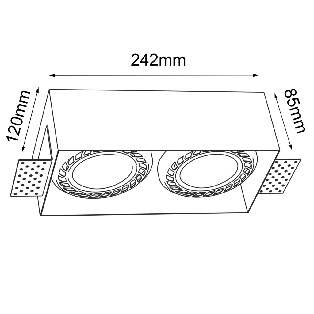Faretto incasso rettangolare nero 2xGU10 18W CAGE Brosline