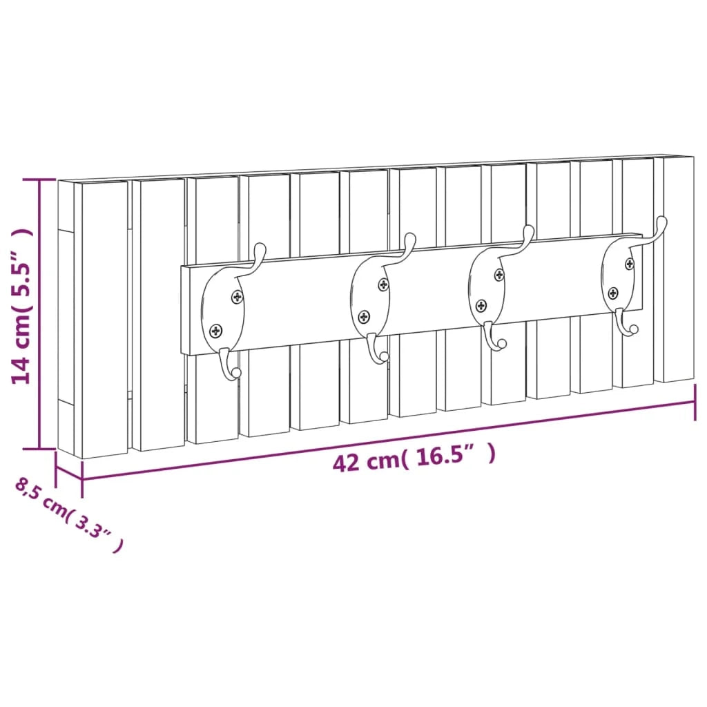 Appendiabiti da parete 42 x 8,5 x 14 cm in legno massello di noce 02_0005469