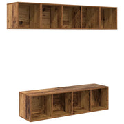 Set mobile TV 4 pz | Armadietto TV | Mobile Porta TV Legno vecchio Legno multistrato