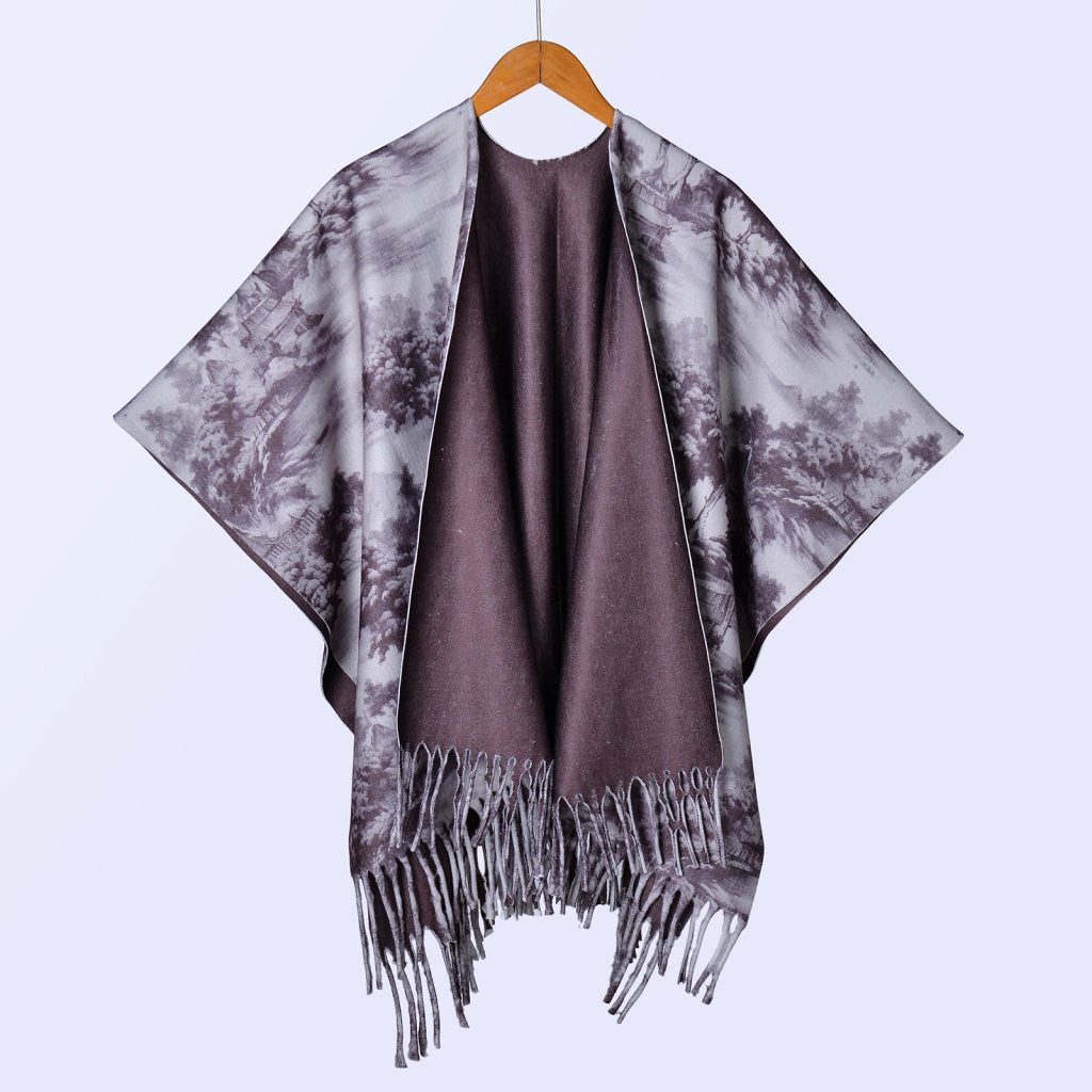 Nuovo scialle double face spesso, stile retr¨°, ampia cappa da donna.