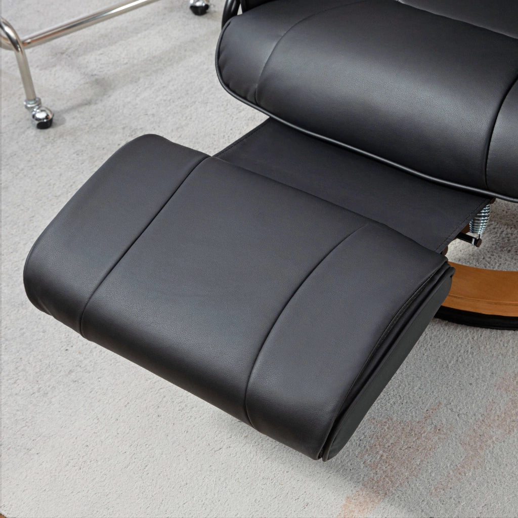 POLTRONA Relax Girevole 78x88x103 cm in similpelle nera