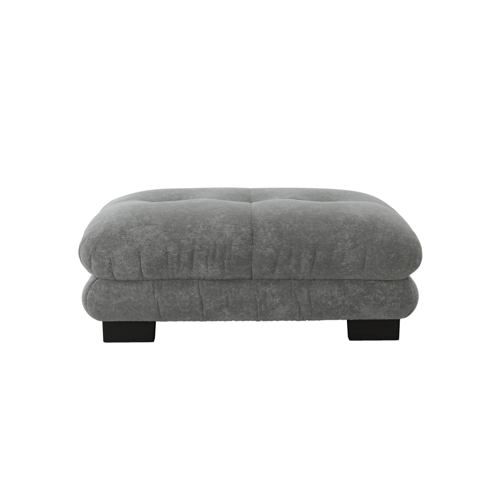 DIVANO modulare in chenille grigia con pouf mobili