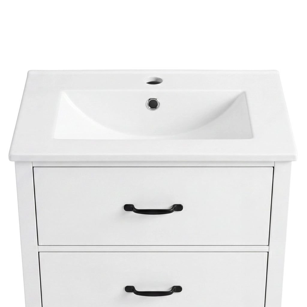 Mobile bagno ULEVR 61x47x83 cm con lavabo in ceramica e 3 cassetti, bianco