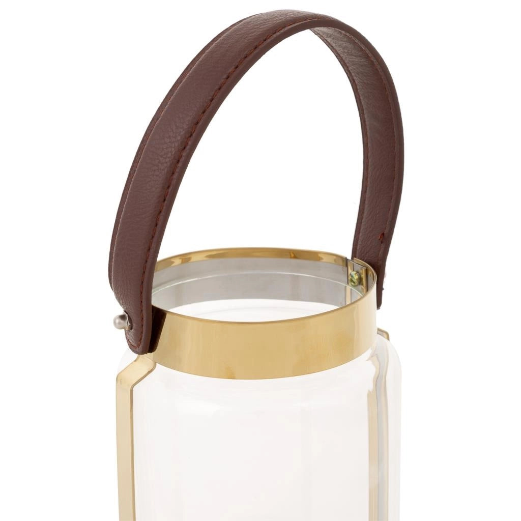 Lanterna in acciaio inox e vetro oro 12,5x12,5x23h