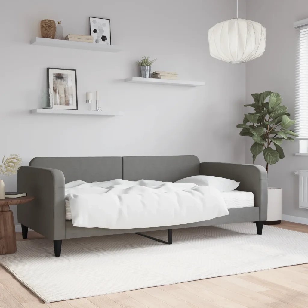 Divano letto | Sof¨¤ letto | Letto singolo con Materasso Grigio Scuro 100x200 cm in Tessuto