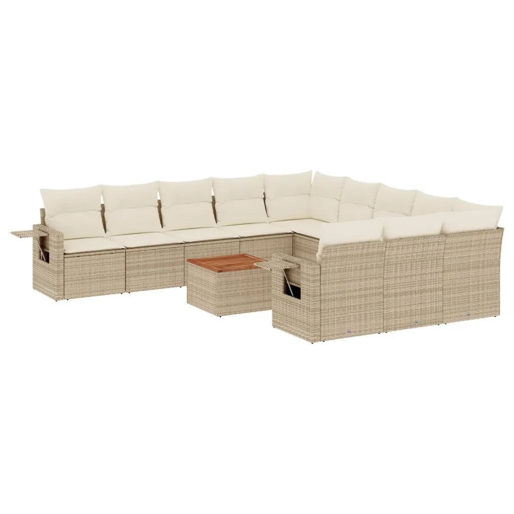 Set Divani da Giardino 12 pz con Cuscini Beige in Polyrattan 3257122