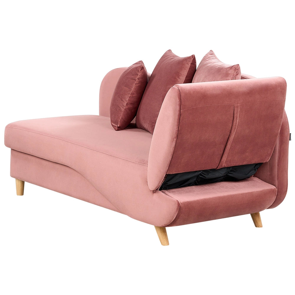 Chaise Longue in velluto grigio chiaro lato destro con contenitore stile moderno soggiorno
