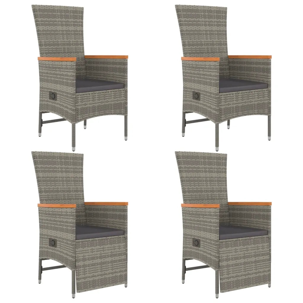 Set da Pranzo da Giardino 5 pz con Cuscini in Polyrattan Grigio 3157548