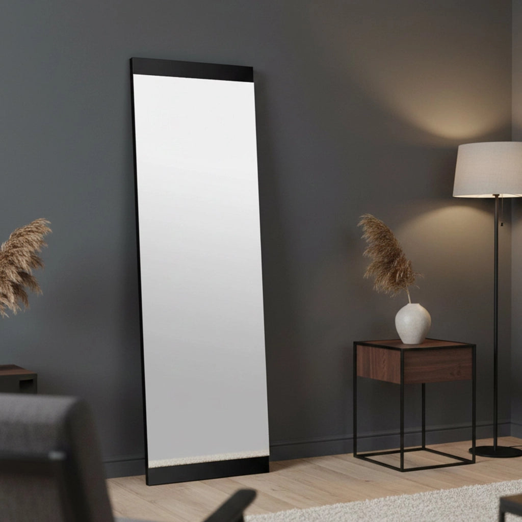 Alnasl, Specchio Materiale Struttura in Legno Nobilitato, 2.2x40h cm Nero