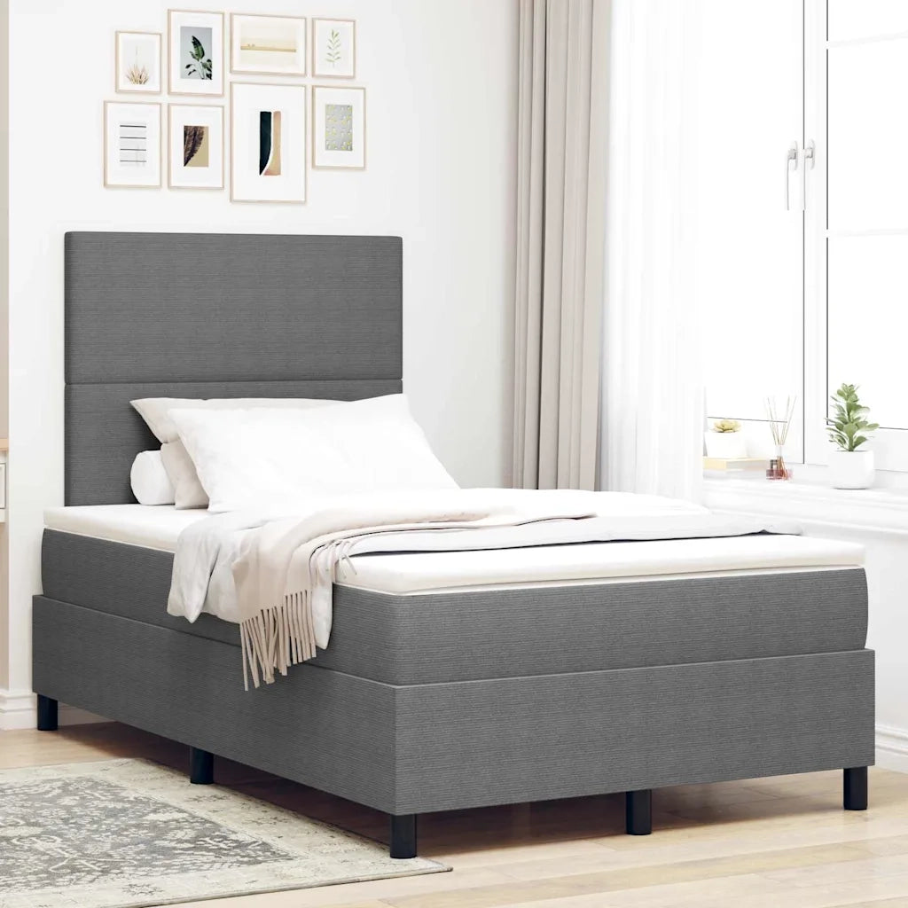 Letto a molle con testiera Grigio chiaro e bianco 120 x 190 cm 3337547