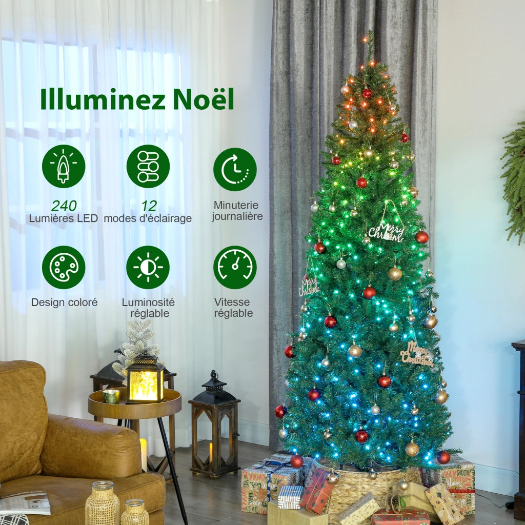 Albero di Natale Artificiale 180 cm ¨C zephmum ¨C Verde, LED Colorate, Telecomando, 899 Punte