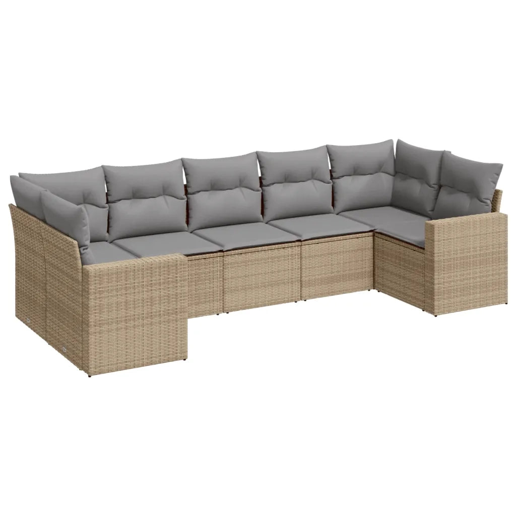 Set Divani da Giardino 7 pz con Cuscini Beige in Polyrattan 3251726