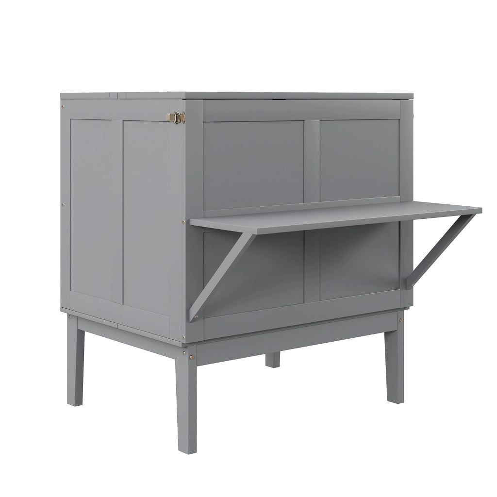 Letto a scomparsa verticale singolo 90×200 cm salvaspazio con rete; senza materasso; legno; grigio