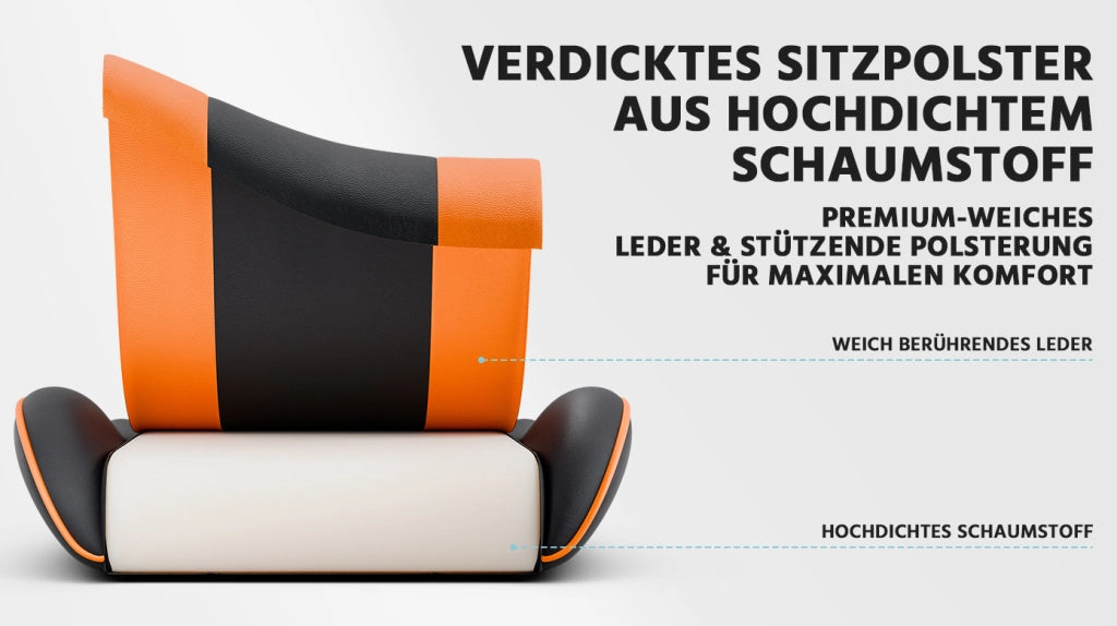 Sedia gaming ergonomica reclinabile con poggiatesta e supporto lombare in PVC arancione
