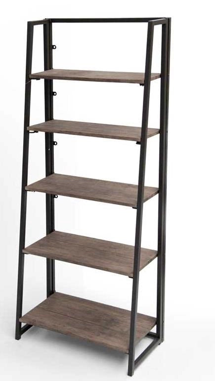 INDUSTRIAL SCAFFALE A 5 RIPIANI IN METALLO E LEGNO64 X32 XH153 COLORE MARRONE