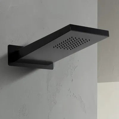Set doccia incasso nero opaco Kubo soffione a sbalzo inox 22x50 cm