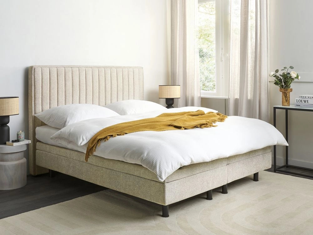 Letto Tessuto Beige chiaro Elettrico Regolabile con Telecomando 180 x 200 cm