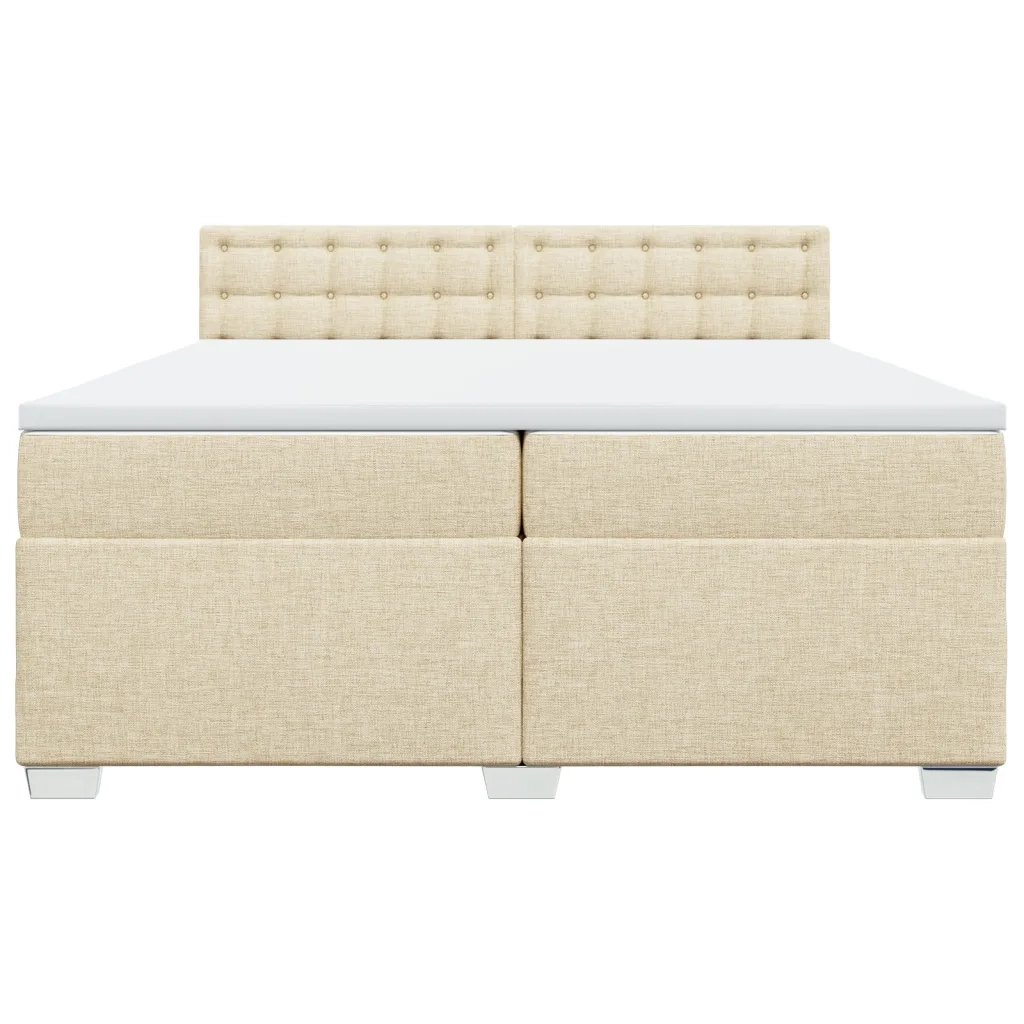 Giroletto a Molle con Materasso Crema 200x200 cm in Tessuto 3288314