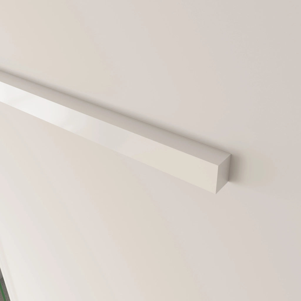 Porta Scorrevole Interna 87x215 cm in Vetro Temperato da 8 mm Opaco con Fasce Bianche Serigrafate Binario Alluminio Bianco