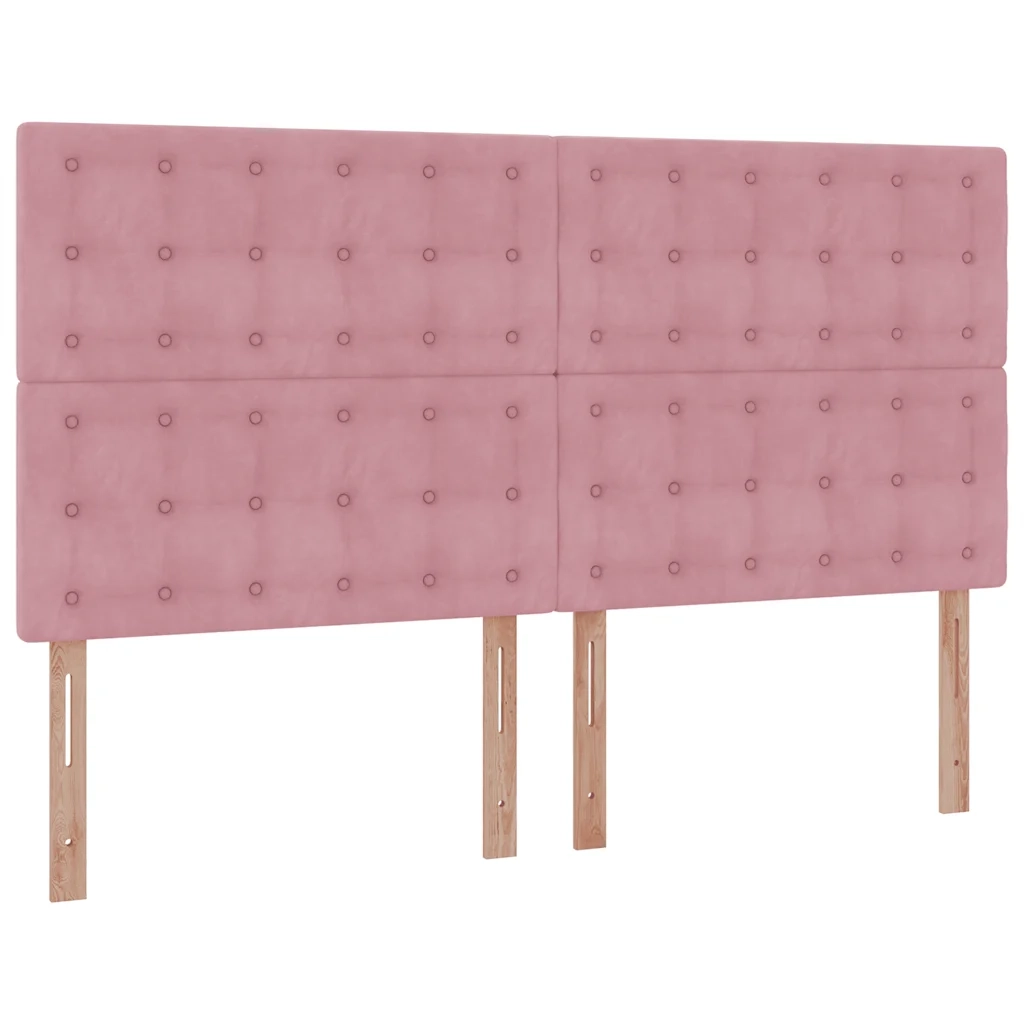 Struttura Letto Pouf con Materassi Rosa 160x200 cm Velluto 3314656