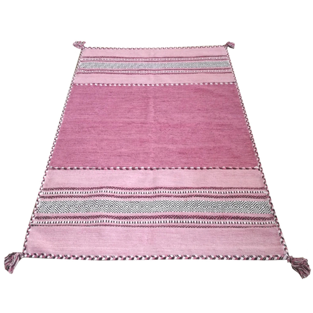 Tappeto ANTIQUE KILIM ROSA cm.140x200 tessuto a mano in cotone e ciniglia